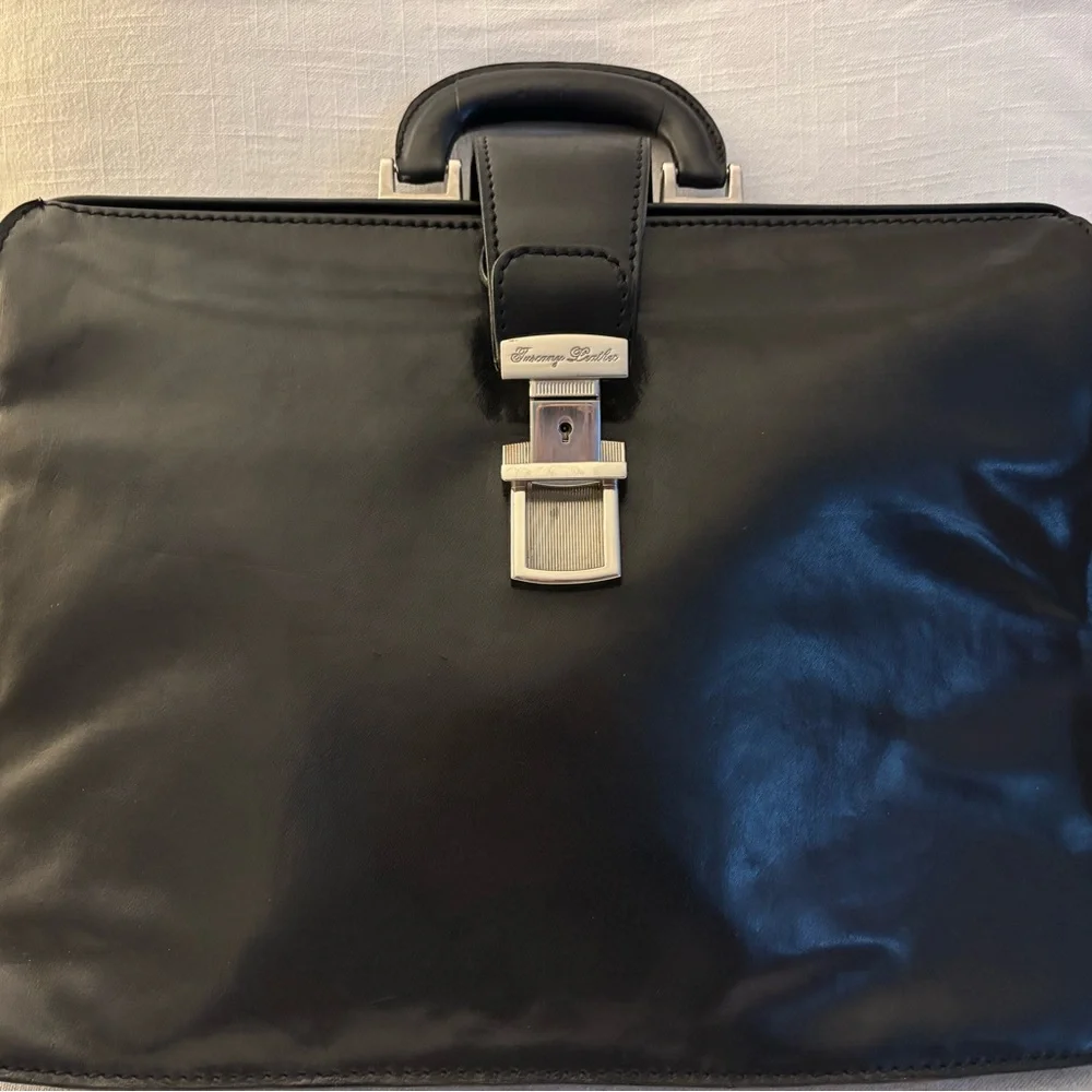 Elegant Black Leather Briefcase